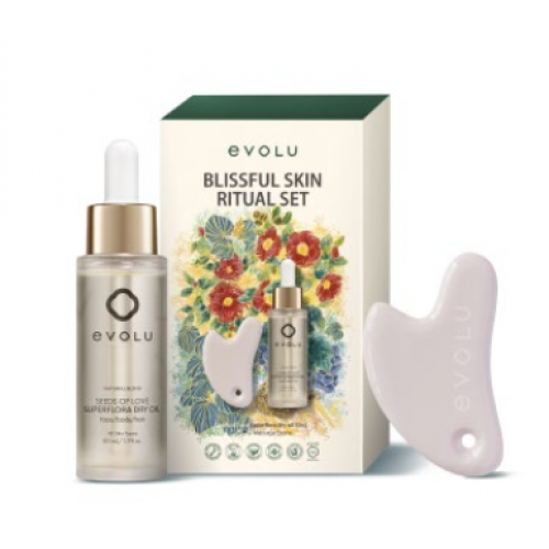 Evolu 美肌花香干精油刮痧护理套装（50ml花香干精油+刮痧板）