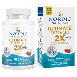 NORDIC NATURALS Ultimate Omega® 挪威小鱼 终极欧米茄系列 成人高端鱼油 双倍含量 迷你软胶囊 60粒 草莓味