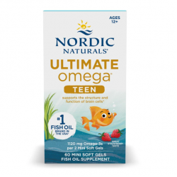 NORDIC NATURALS Ultimate Omega® 挪威小鱼 终极欧米茄系列 青少年 双倍含量 补脑鱼油DHA迷你软胶囊 60粒 12-18岁 草莓味