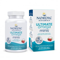 NORDIC NATURALS Ultimate Omega® 挪威小鱼 终极欧米茄系列 成人高端鱼油 双倍含量 迷你软胶囊 60粒 草莓味