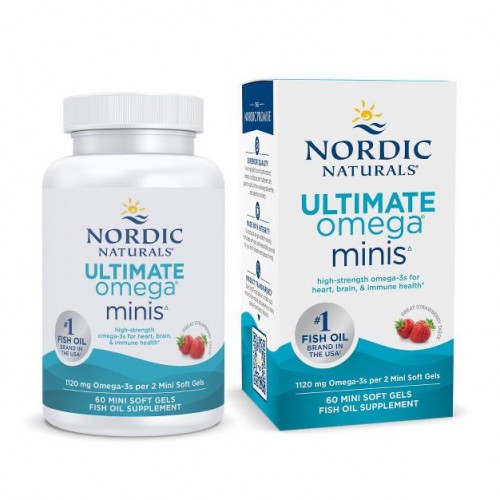 NORDIC NATURALS Ultimate Omega® 挪威小鱼 终极欧米茄系列 成人高端鱼油 双倍含量 迷你软胶囊 60粒 草莓味