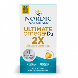 【美国销量第一】 NORDIC  NATURALS Ultimate Omega® 挪威小鱼 终极欧米茄系列 成人高端鱼油  双倍含量+D3 60粒 柠檬味