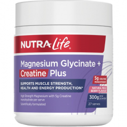 NutraLife 纽乐Magnesium Glycinate+Creatine Plus Powder Berry 300g甘氨酸镁+肌酸粉 梅子味300g