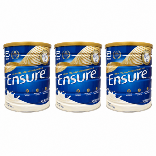 Ensure 雅培安素 全营养素 蛋白粉 高蛋白成人营养奶粉 800g*3罐 蛋白粉 香草味（铁皮盖子的材质，爆罐快递不予理赔，介意的亲慎拍）